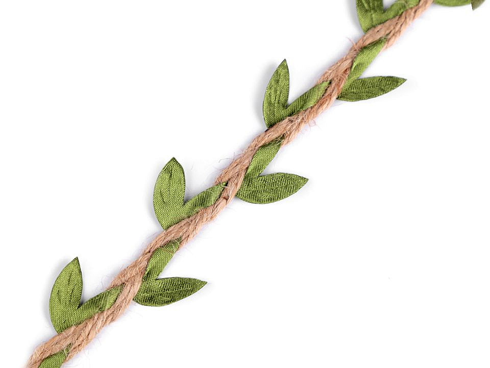 Jute schnur mit blätter breite 25 mm - Leinenfarbe natürlich (10 Meter)