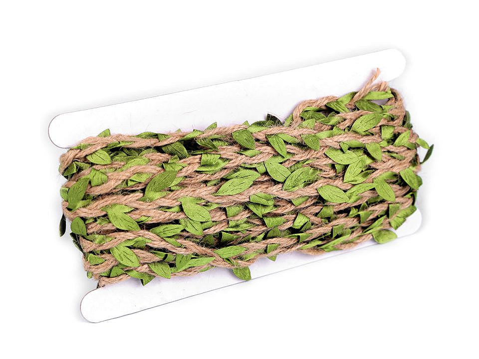 Jute schnur mit blätter breite 25 mm - Leinenfarbe natürlich (10 Meter)