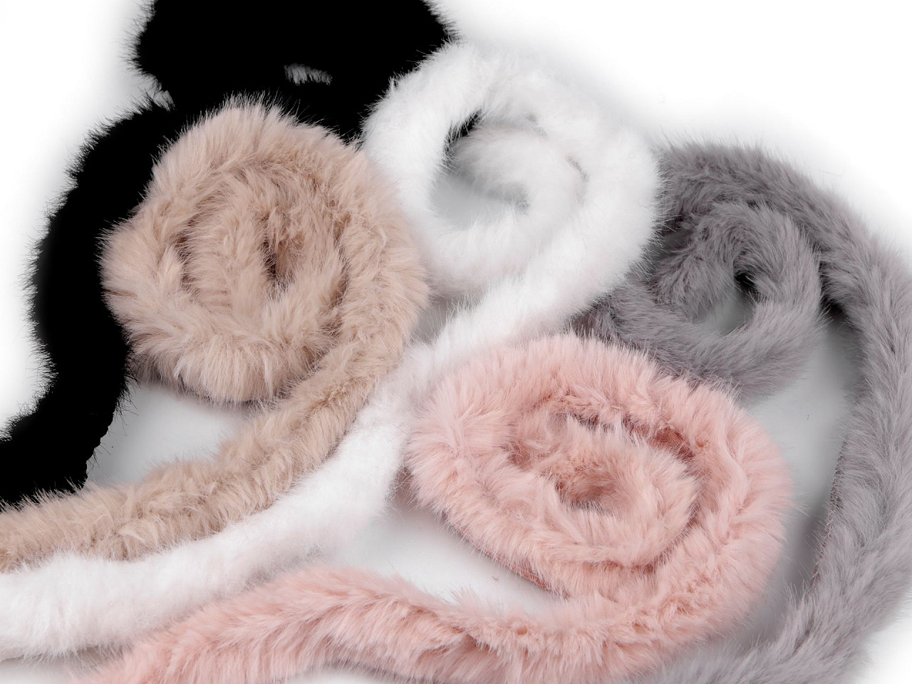 Besatzband aus kunstfell zum einnähen rund, breite 2 cm - Hellrosa (1 Meter)