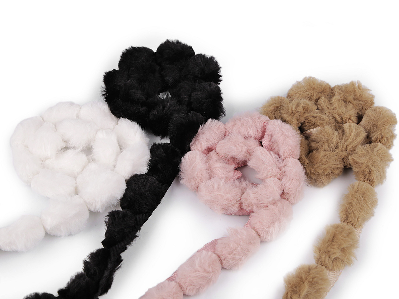 Besatzband aus kunstfell zum einnähen rund, breite 3 cm - Puderig (1 Meter)