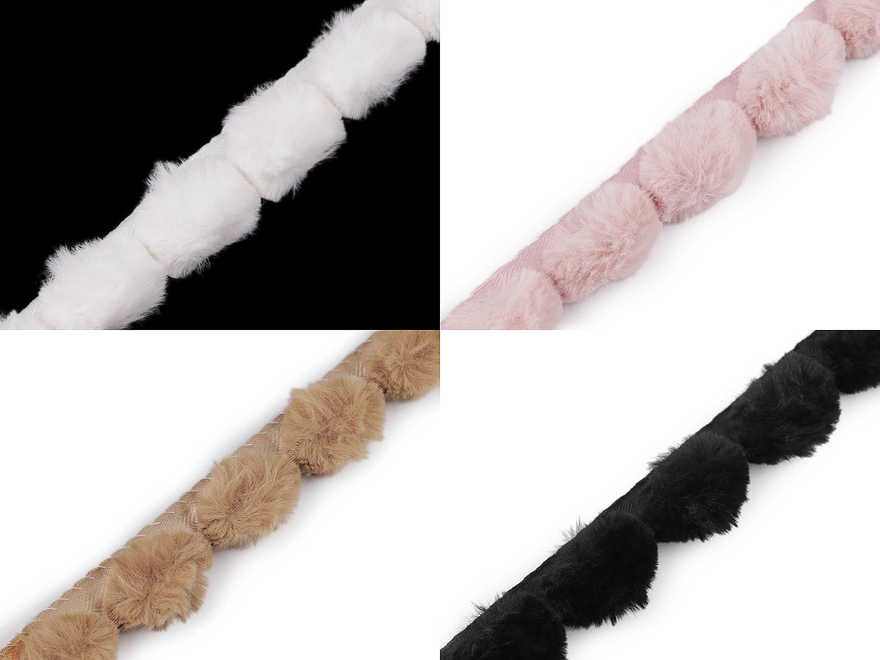 Besatzband aus kunstfell zum einnähen rund, breite 3 cm - Puderig (1 Meter)