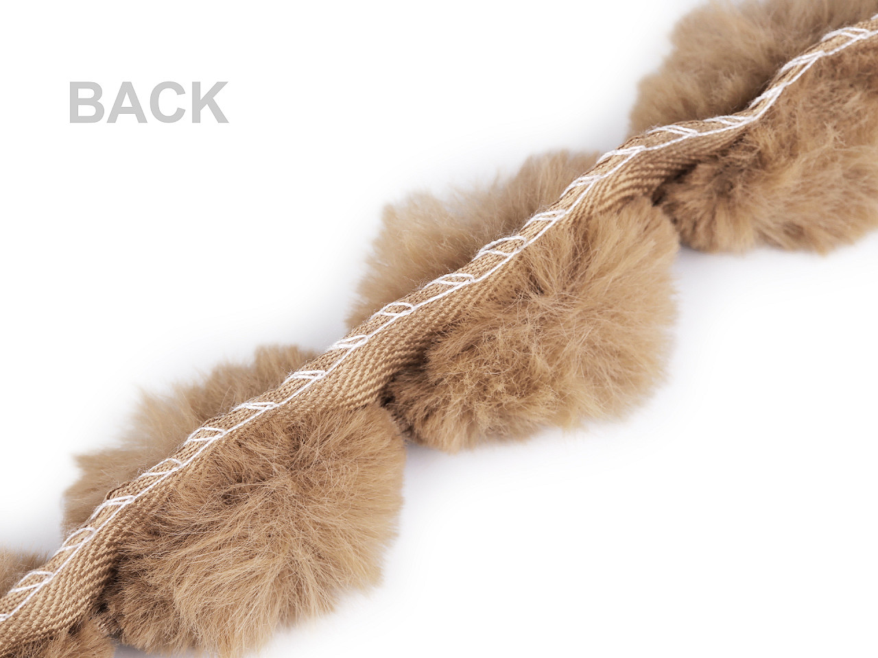 Besatzband aus kunstfell zum einnähen rund, breite 3 cm - Puderig (1 Meter)