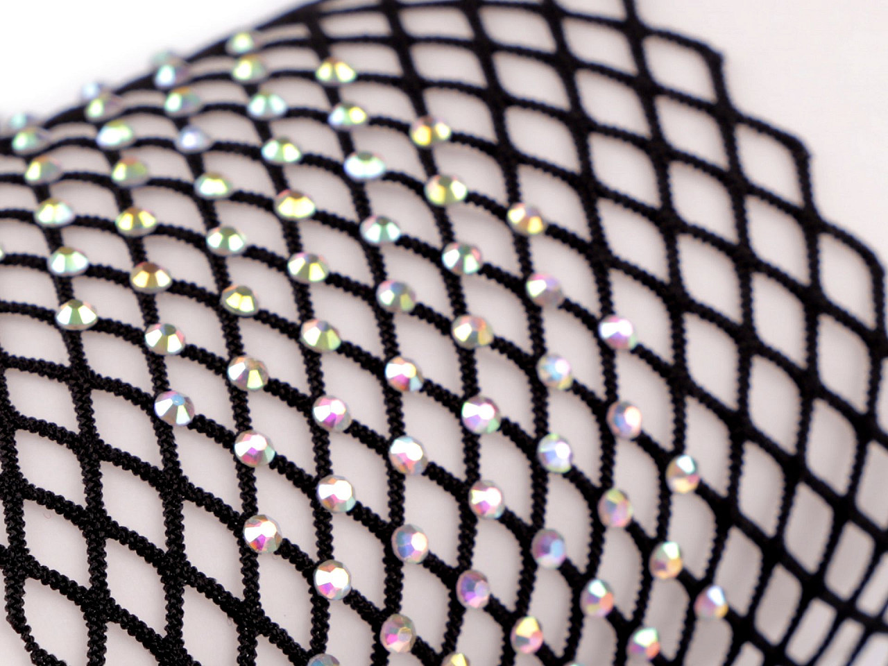 Elastischer einsatz/netzstoff/borte elastisch mit geschliffenen steinchen, breite 75 mm - Gold (1 Meter)