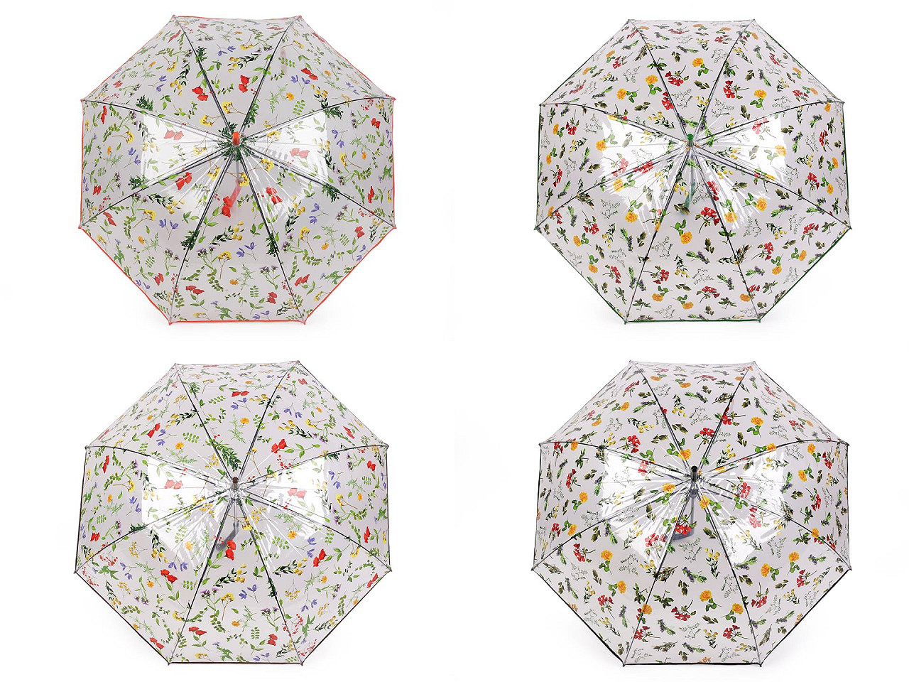 Automatikschirm für damen/mädchen transparent, wiesenblumen - Braun (1 Stück)