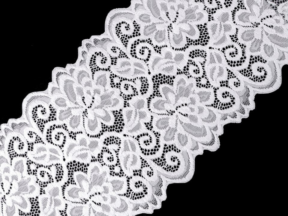 Elastische spitze / einsatz / läufer breite 15 cm - Schwarz (18 Meter)