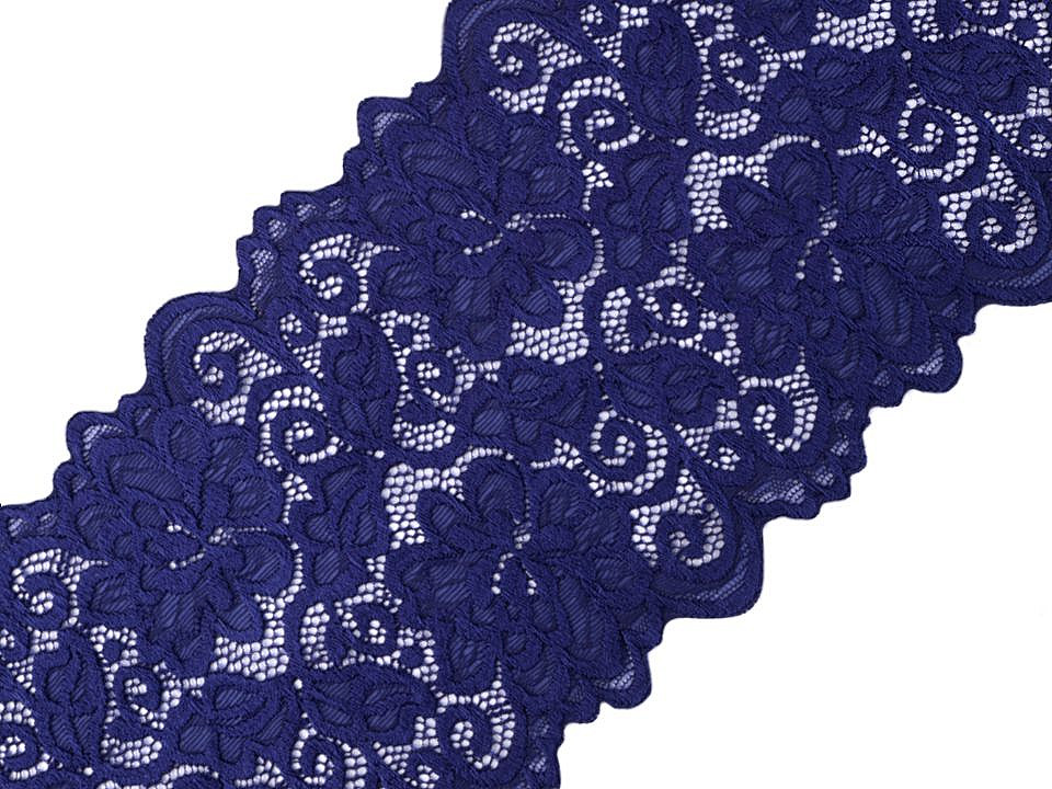 Elastische spitze / einsatz / läufer breite 15 cm - Schwarz (18 Meter)