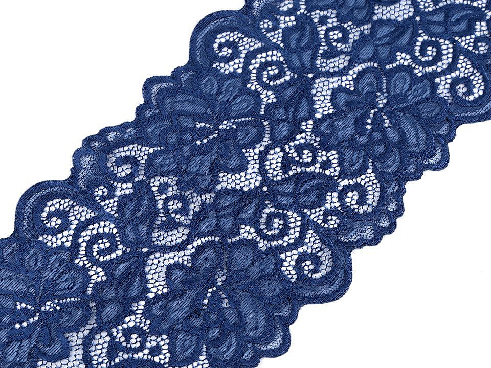 Elastische spitze / einsatz / läufer breite 15 cm - Schwarz (18 Meter)