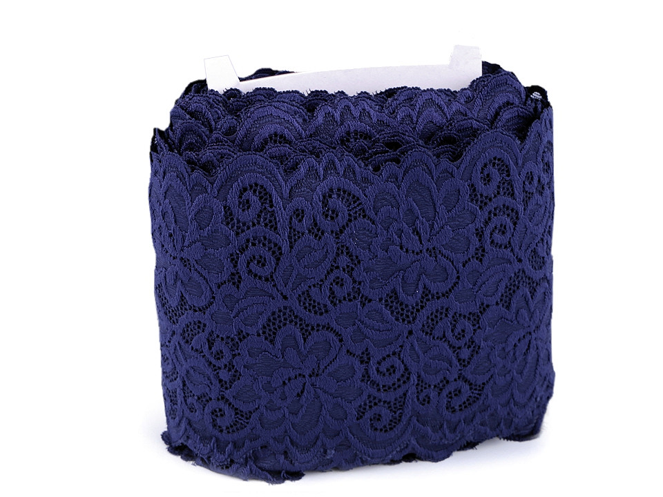 Elastische spitze / einsatz / läufer breite 15 cm - Schwarz (18 Meter)