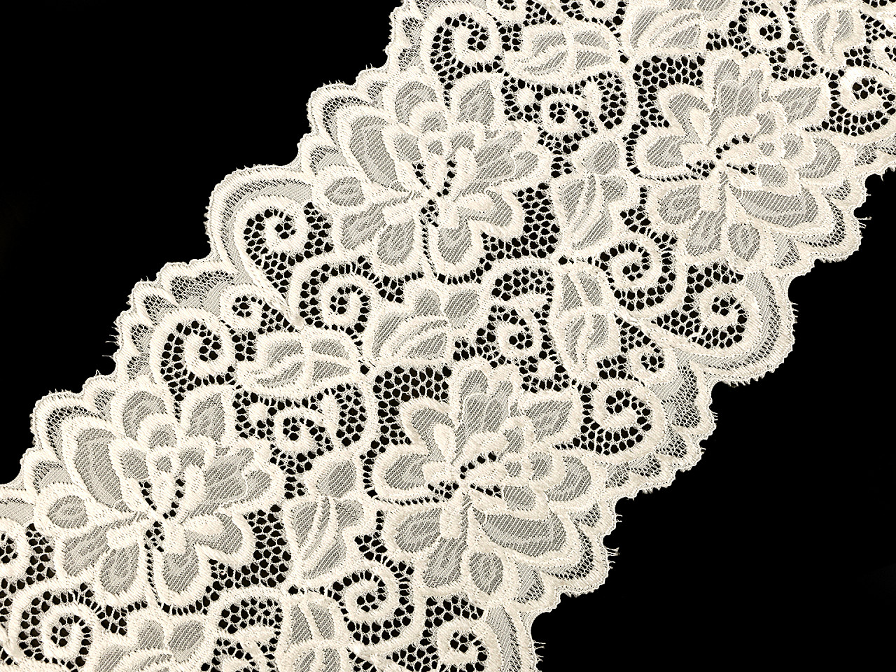 Elastische spitze / einsatz / läufer breite 15 cm - Schwarz (18 Meter)