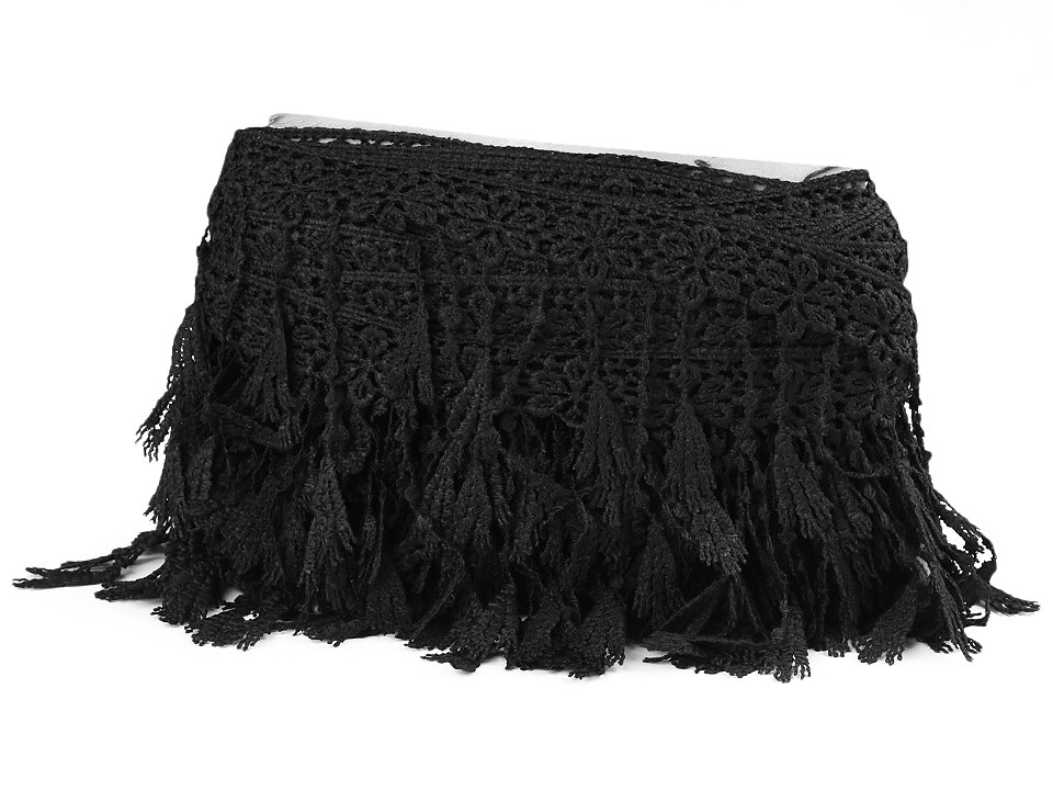 Ätzspitze mit fransen breite 12 mm - Schwarz (1 Meter)