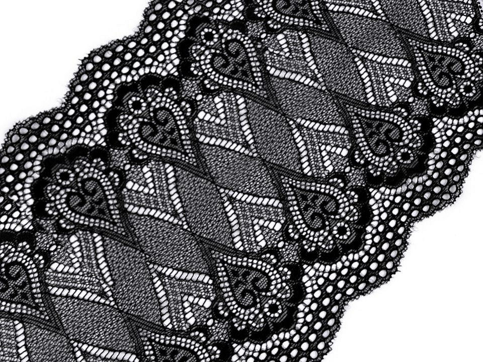 Elastische spitze / einsatz / tischläufer breite 18 cm - Schwarz (1 Meter)