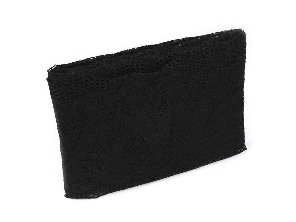 Elastische spitze / einsatz / tischläufer breite 18 cm - Schwarz (1 Meter)