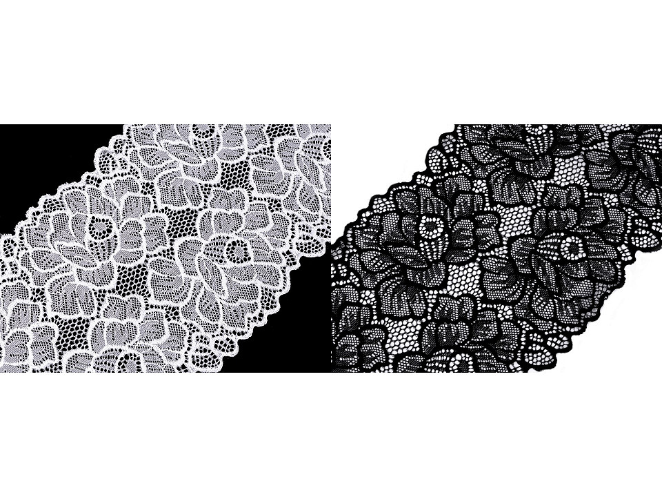 Elastische spitze / einsatz / tischläufer breite 15,5 cm - Schneeweiß (1 Meter)