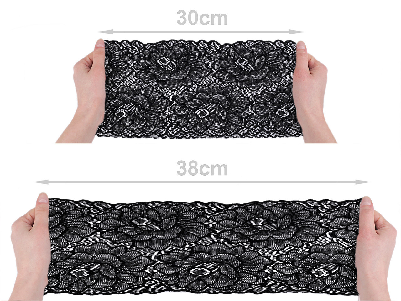 Elastische spitze / einsatz / tischläufer breite 15,5 cm - Schneeweiß (1 Meter)