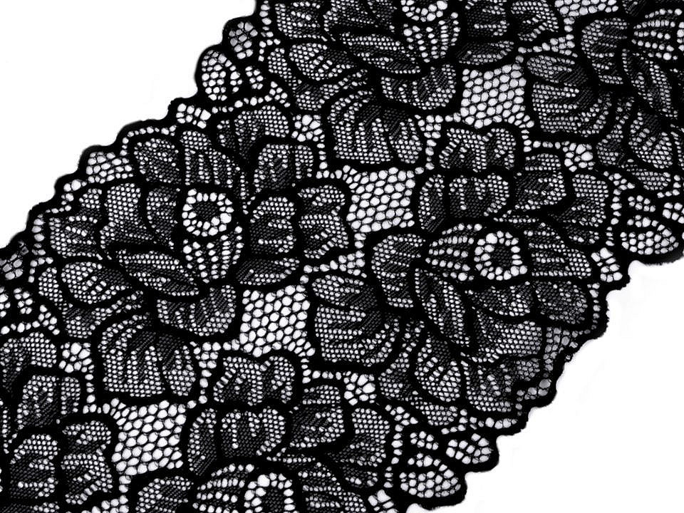 Elastische spitze / einsatz / tischläufer breite 15,5 cm - Schneeweiß (1 Meter)