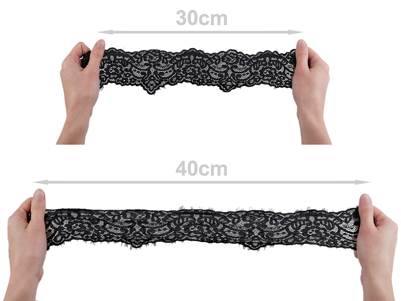 Französische spitze elastisch, breite 90 mm - Off white (1 Meter)