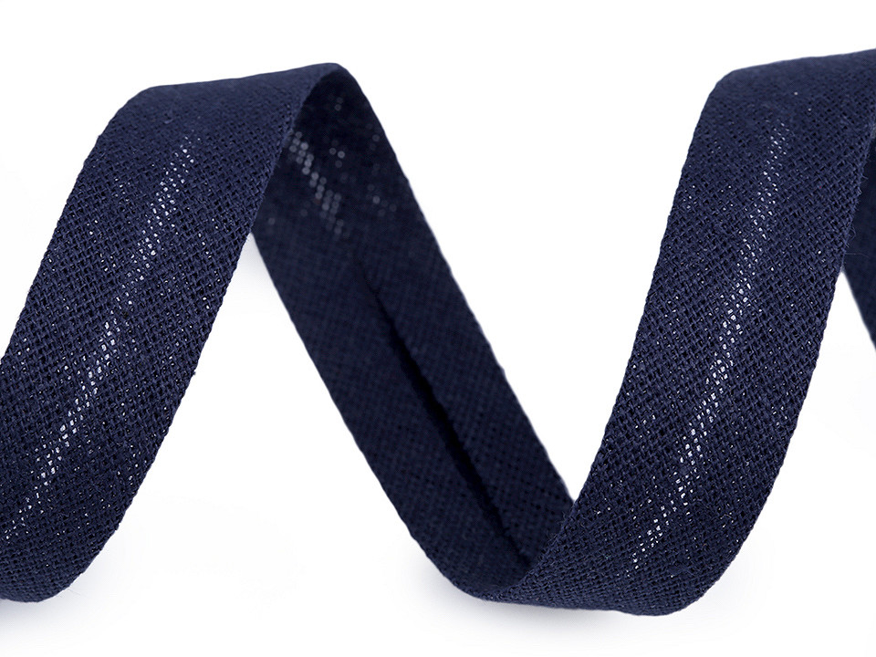 Schrägband baumwolle breite 18 mm verbügelt - Berliner blau (49 Meter)