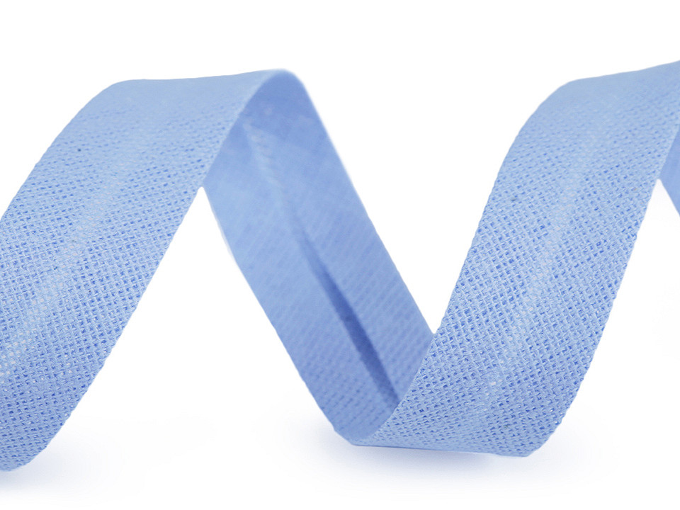 Schrägband aus baumwolle breite 20 mm verbügelt - Hellblau (1 Meter)