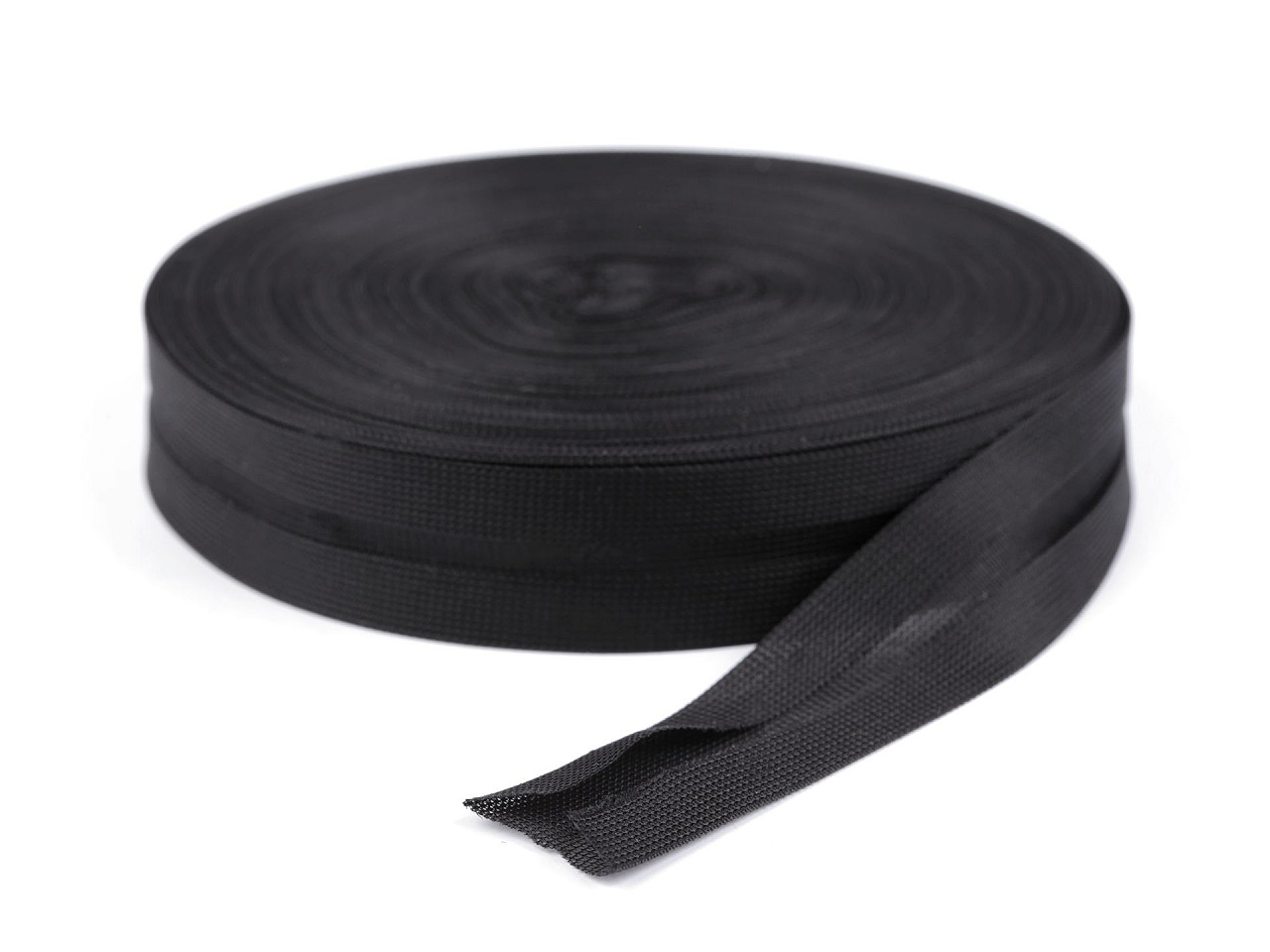 Besatzband aus polyamid gewebt, gefalzt, breite 20 mm - Schwarz (25 Meter)