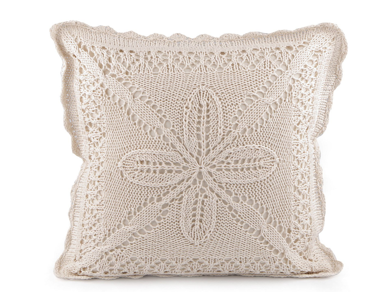 Gestrickter kissenbezug aus baumwolle, 45 x 45 cm - Naturfarbe hell (2 Stücke)