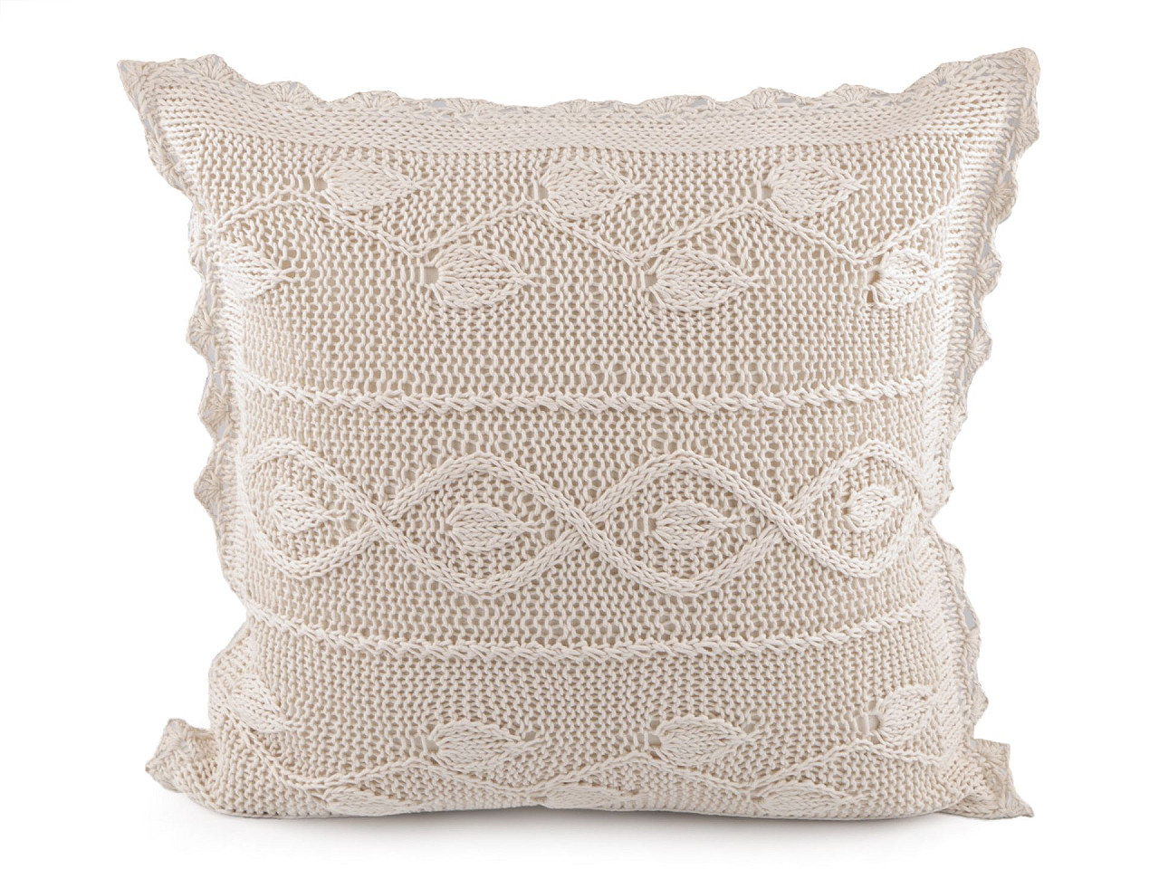Gestrickter kissenbezug aus baumwolle, 45 x 45 cm - Naturfarbe hell (2 Stücke)