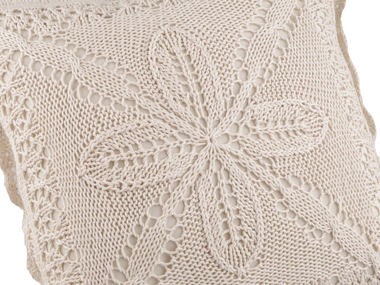 Gestrickter kissenbezug aus baumwolle, 45 x 45 cm - Naturfarbe hell (2 Stücke)