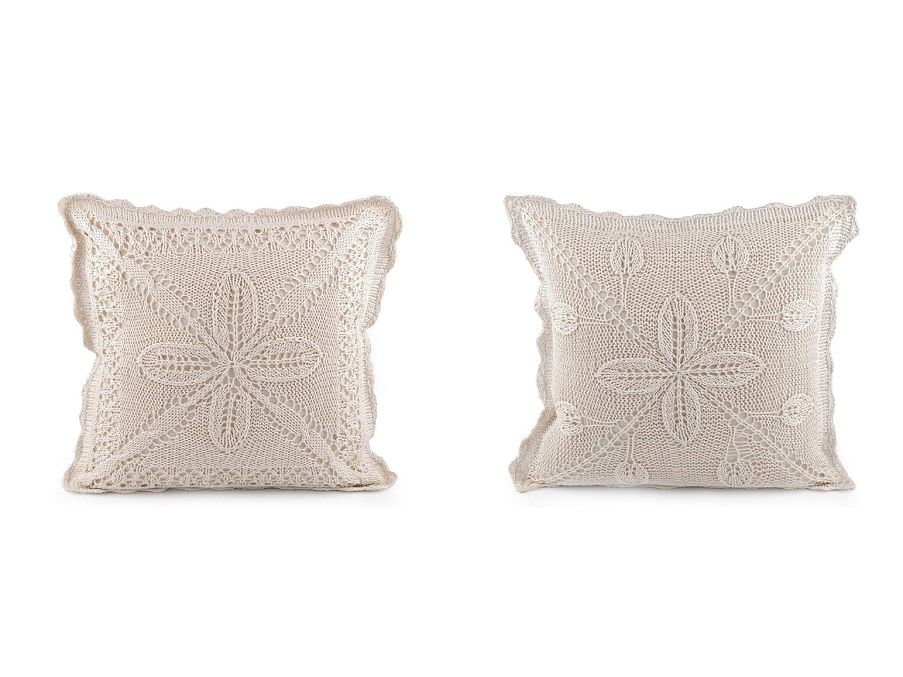 Gestrickter kissenbezug aus baumwolle, 45 x 45 cm - Naturfarbe hell (2 Stücke)