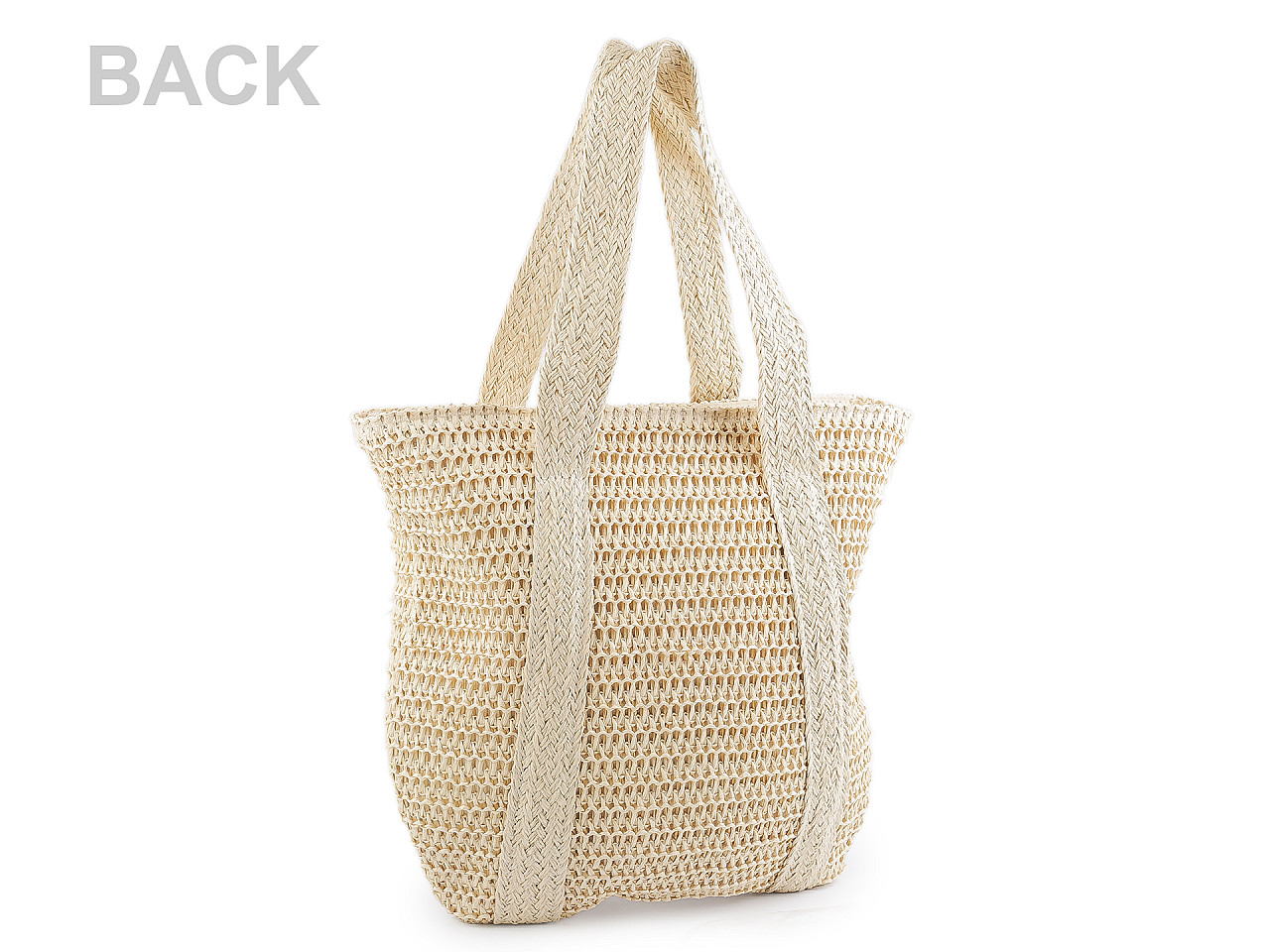 Gehäkelte handtasche aus raffia-bast mit reißverschluss, 42 x 39 cm - Grün (1 Stück)