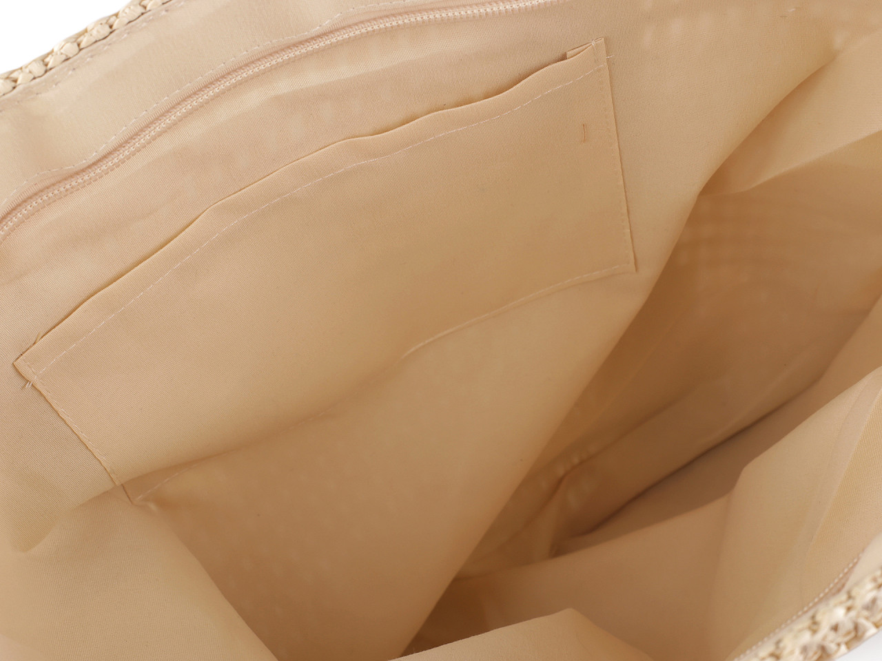 Gehäkelte handtasche aus raffia-bast mit reißverschluss, 42 x 39 cm - Grün (1 Stück)