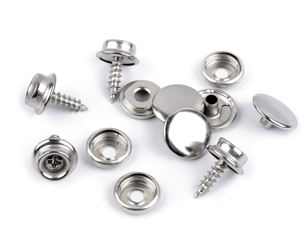 Metalldruckknöpfe zum verschrauben ø 15 mm - Nickel (50 Sets)