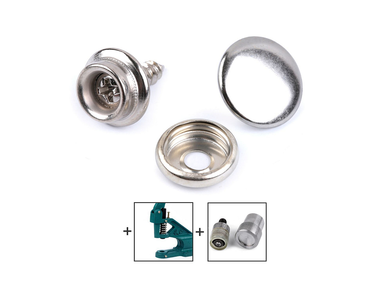 Metalldruckknöpfe zum verschrauben ø 15 mm - Nickel (50 Sets)