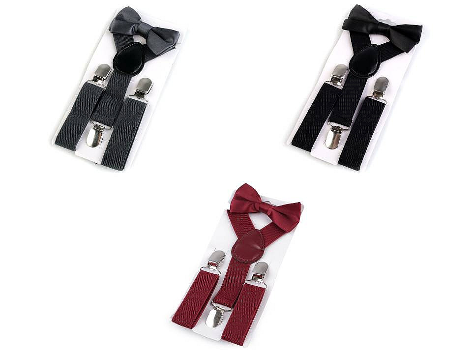 Hosenträger fliege set kinder - Bordeaux hell (1 Set)