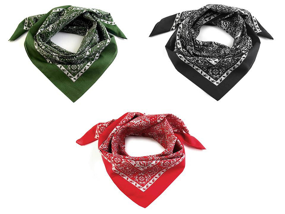 Baumwolltuch cashmere muster 70x70 cm - Schwarz (1 Stück)