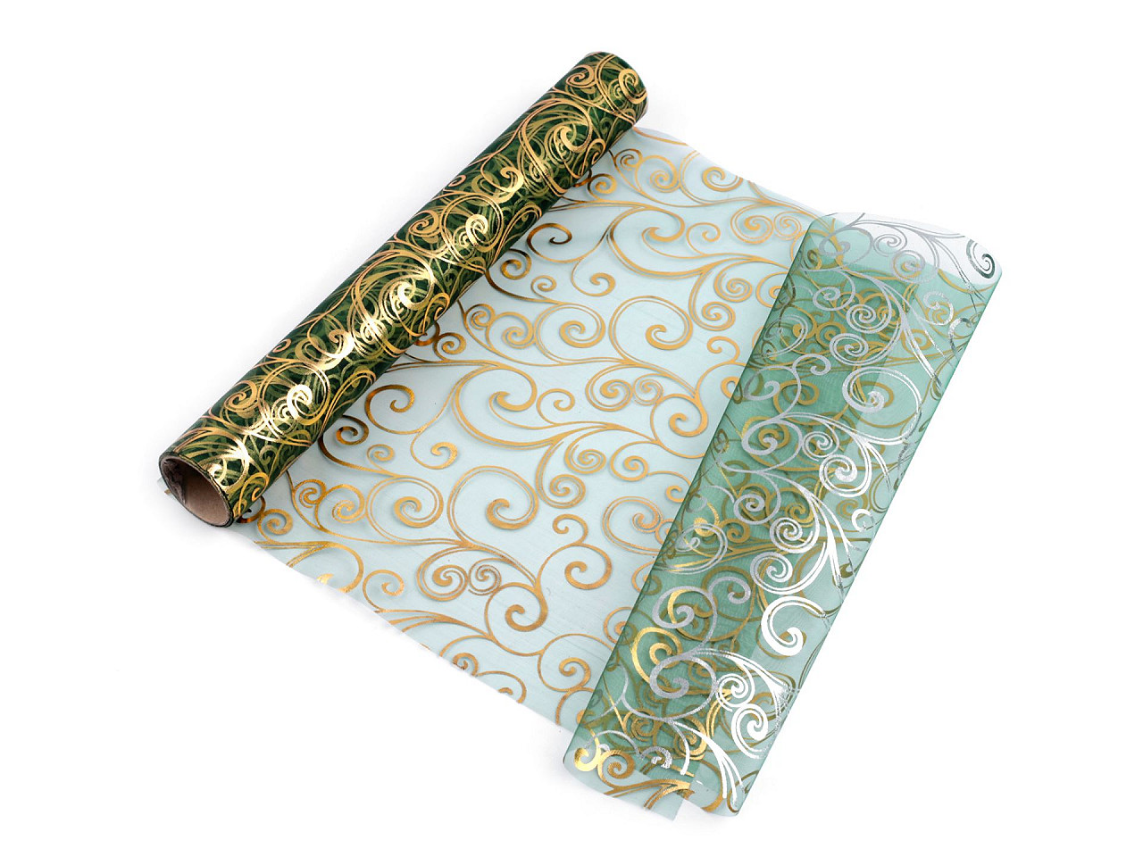 Organza bedruckt breite 36 cm - Weiß (1 Meter)