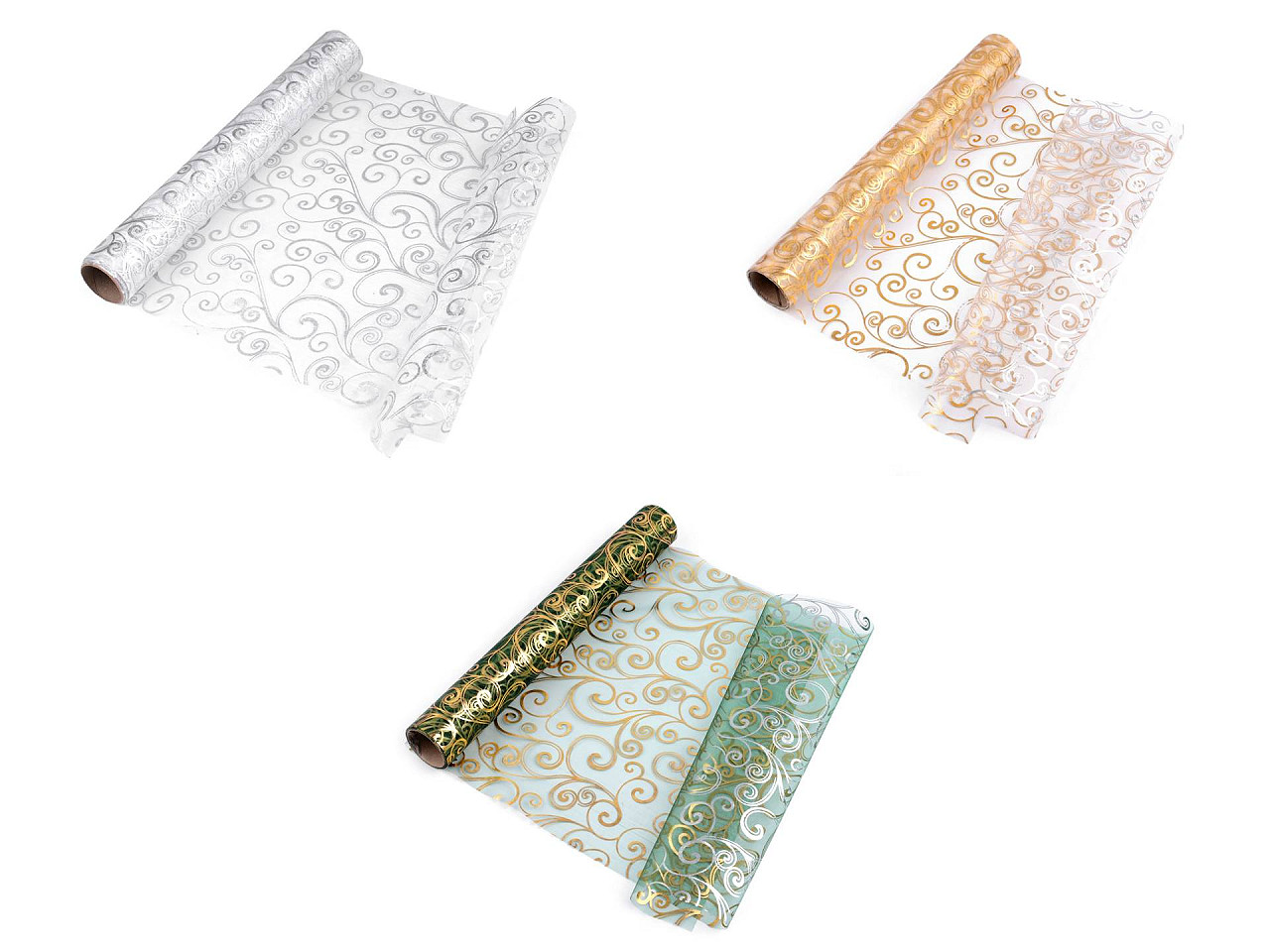 Organza bedruckt breite 36 cm - Weiß (1 Meter)