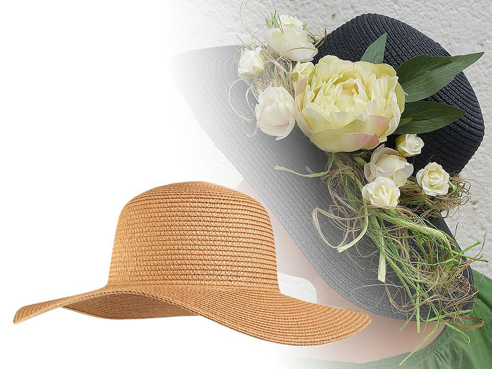 Sommerhut/strohhut für damen zum verzieren - Naturbraun (1 Stück)