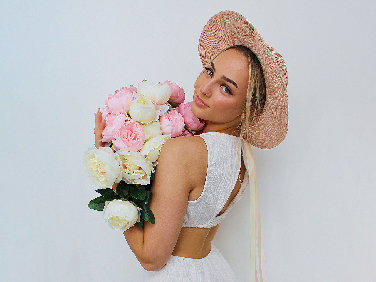 Sommerhut/strohhut für damen zum verzieren - Naturbraun (1 Stück)