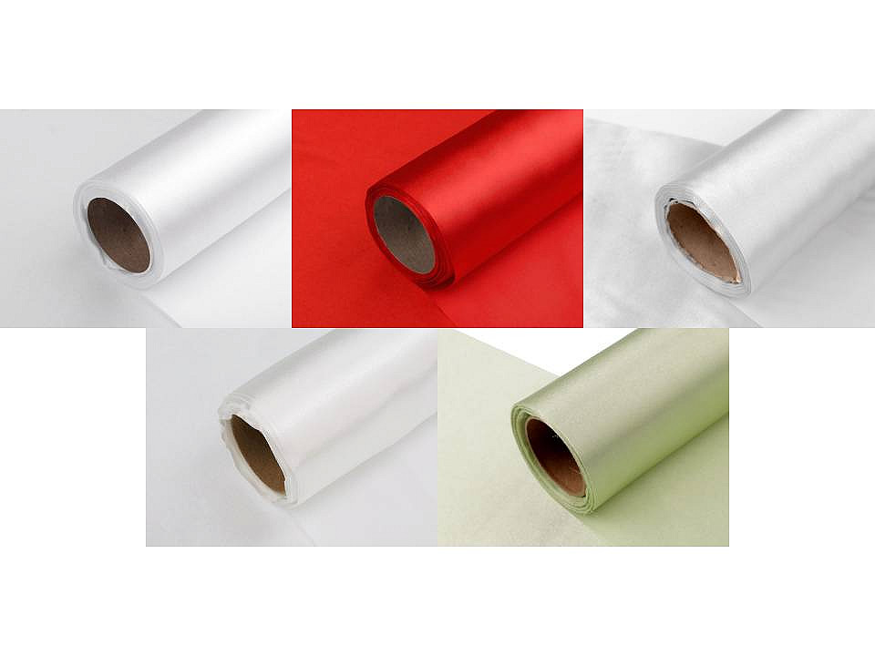 Satinstoff / band einseitig breite 14 cm - Weiß (9 Meter)