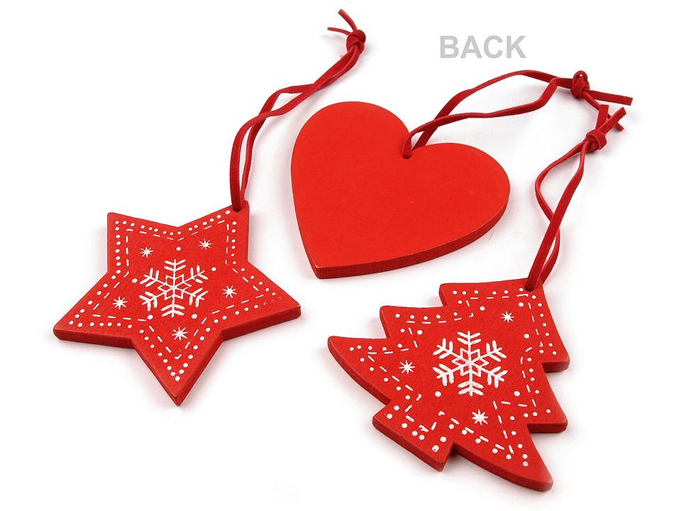 Weihnachtsdekoration aus holz set 3 st. - Rot (1 Tasche)