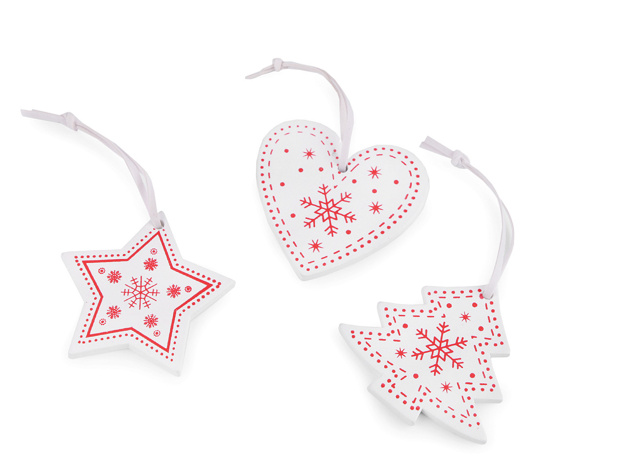 Weihnachtsdekoration aus holz set 3 st. - Rot (1 Tasche)