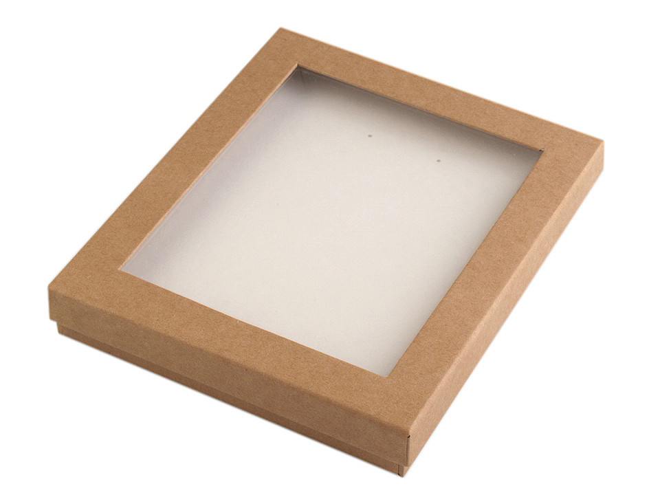 Schachtel mit sichtfenster  gepolstert 16x19,5 cm - Naturbraun (5 Stücke)