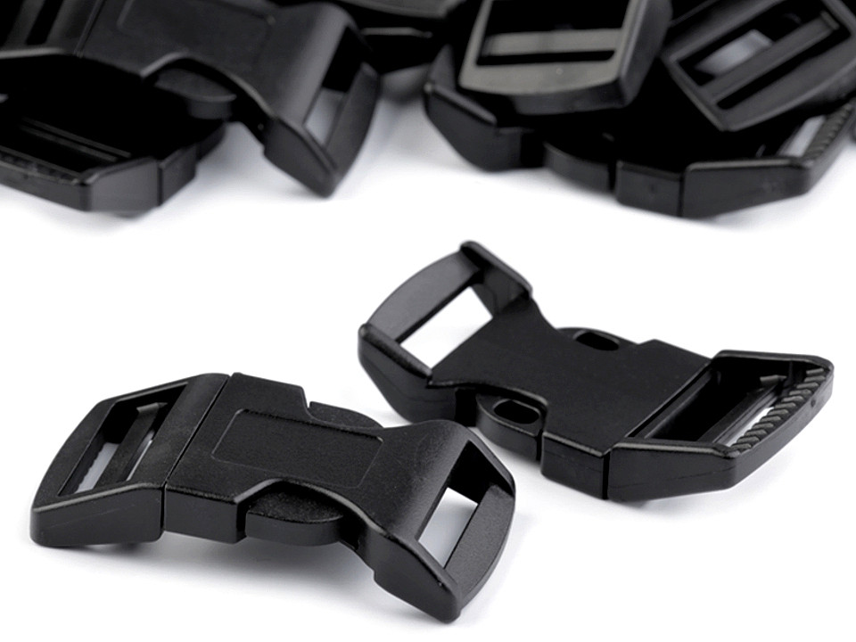 Steckschließe breite 25 mm gebogen - Schwarz (100 Sets)