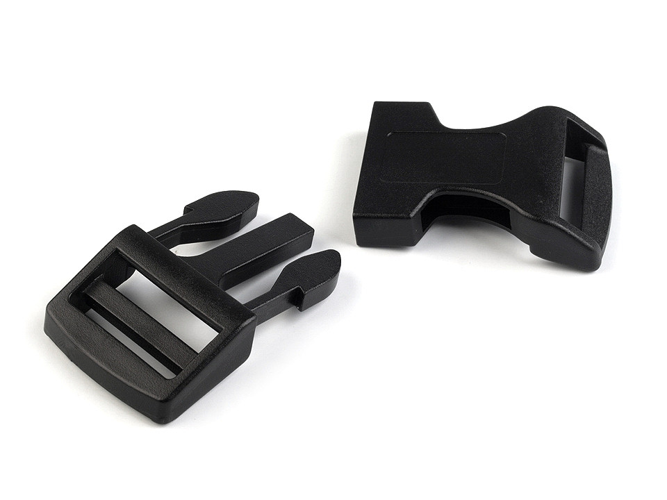 Steckschließe breite 25 mm gebogen - Schwarz (100 Sets)