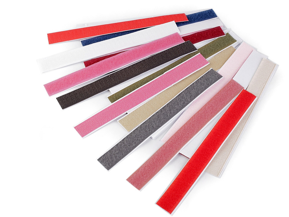 Klettband haken + schlaufen selbstklebend geschnitten 20 cm - Mix schwarz-weiß (4 Paare)