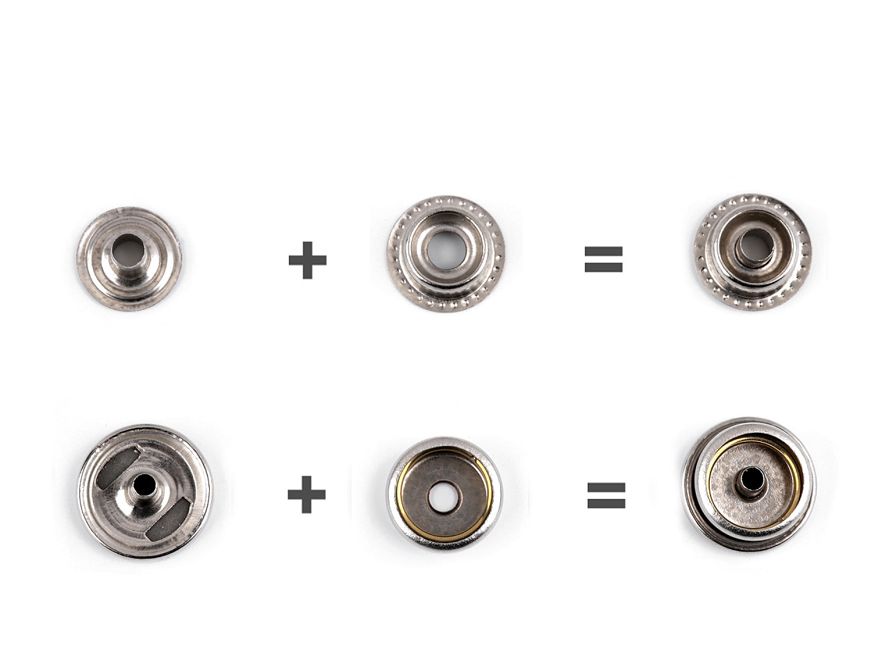 Metalldruckknöpfe (am6) für dicke stoffe, ø 15 mm, o-spring, lose - Nickel (100 Sets)