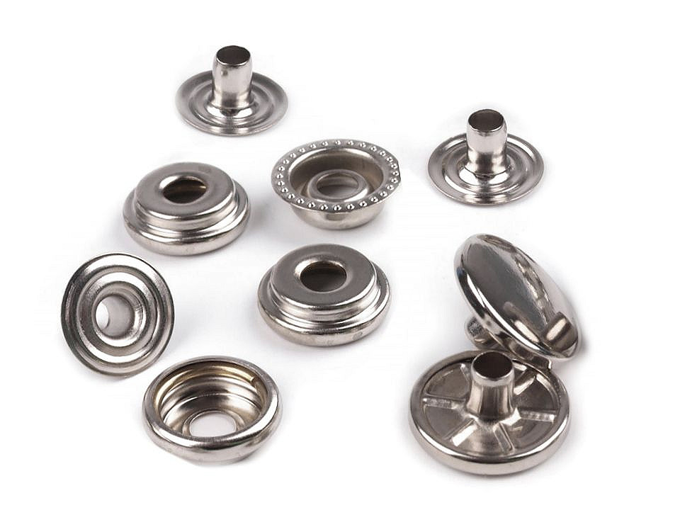 Metalldruckknöpfe (am6) für dicke stoffe, ø 15 mm, o-spring, lose - Nickel (100 Sets)