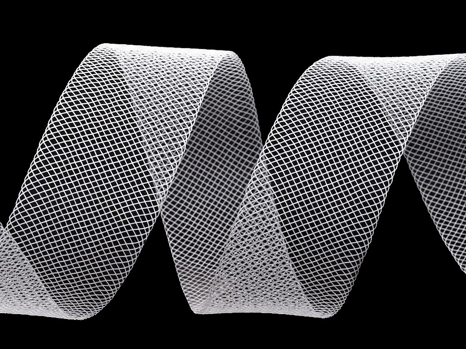 Versteifungsband netzband / tüll fein breite 1,5 cm - Schwarz (20 Meter)