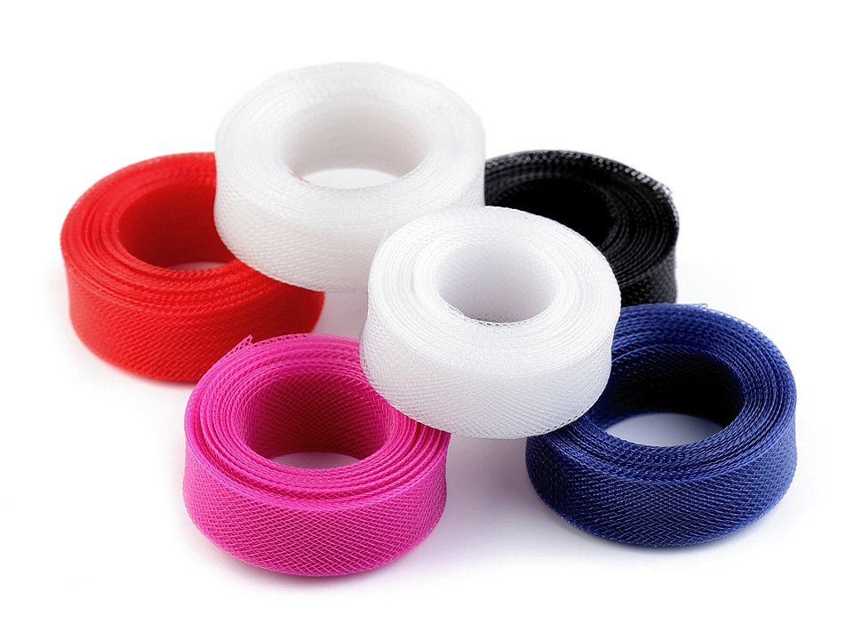 Versteifungsband netzband / tüll fein breite 1,5 cm - Schwarz (20 Meter)