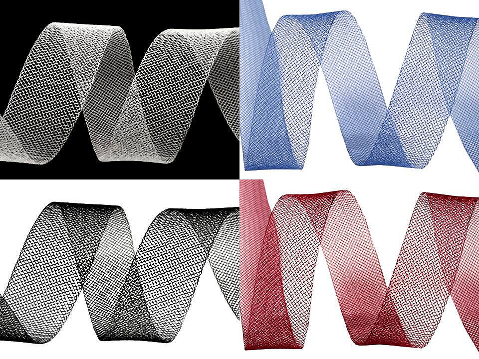 Versteifungsband netzband / tüll fein breite 1,5 cm - Schwarz (20 Meter)