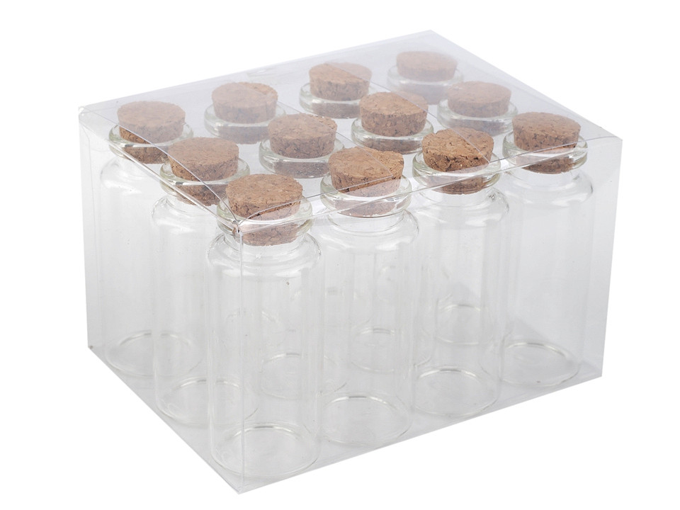 Glasflaschen mit korken 30x70 mm - Transparent (12 Fläschchen)